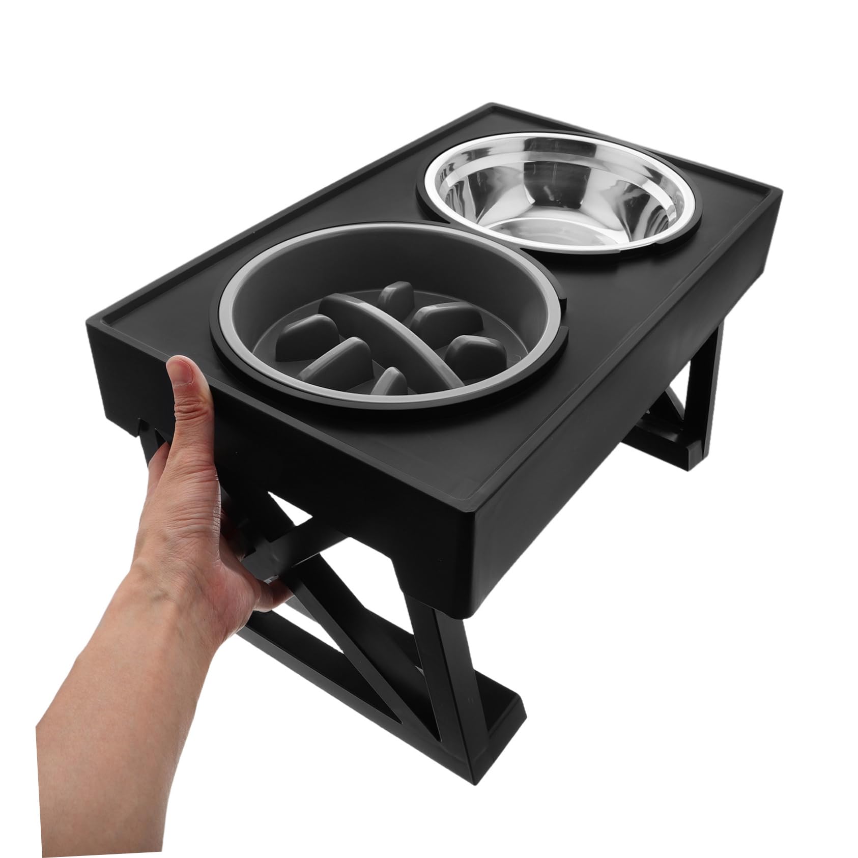 Hemobllo Gamelle Surélevée Anti-glouton en Acier Inoxydable et ABS Double Bol pour Chat et Chien pour Nourriture et Eau la Maison Voyage