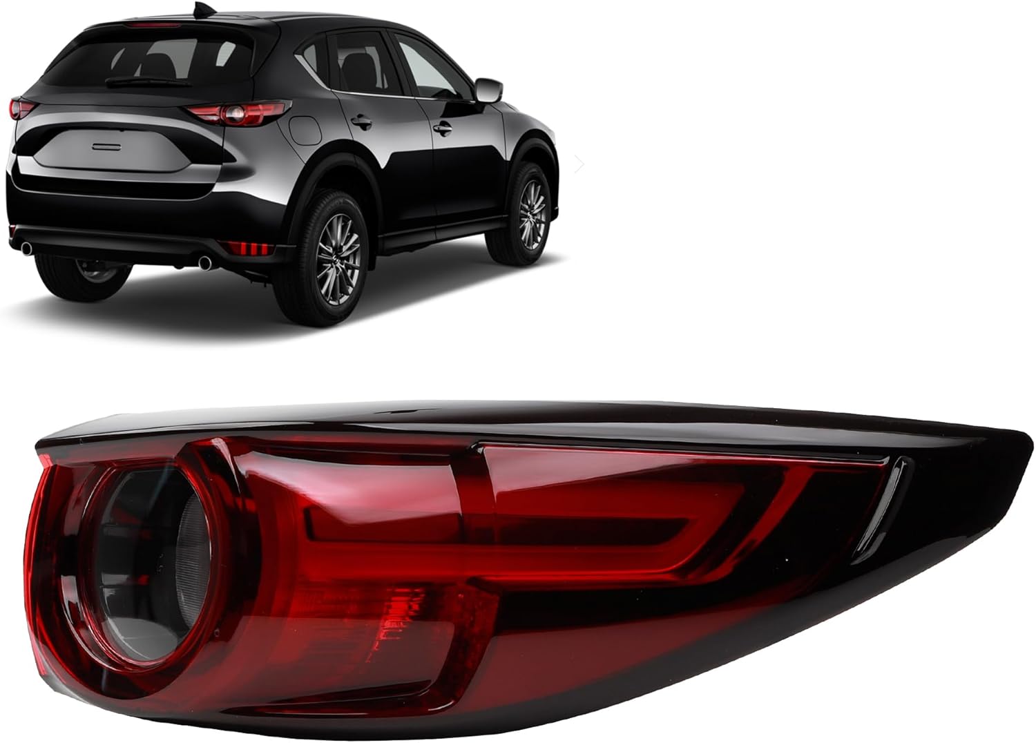 LED Passenger Right Side Tail Light Assembly Outer Compatible With 2017-2020 Mazda CX-5 CX5 Replace CLX-M0-316-1949 R-AC-CL360A50 KB8B-51-160E