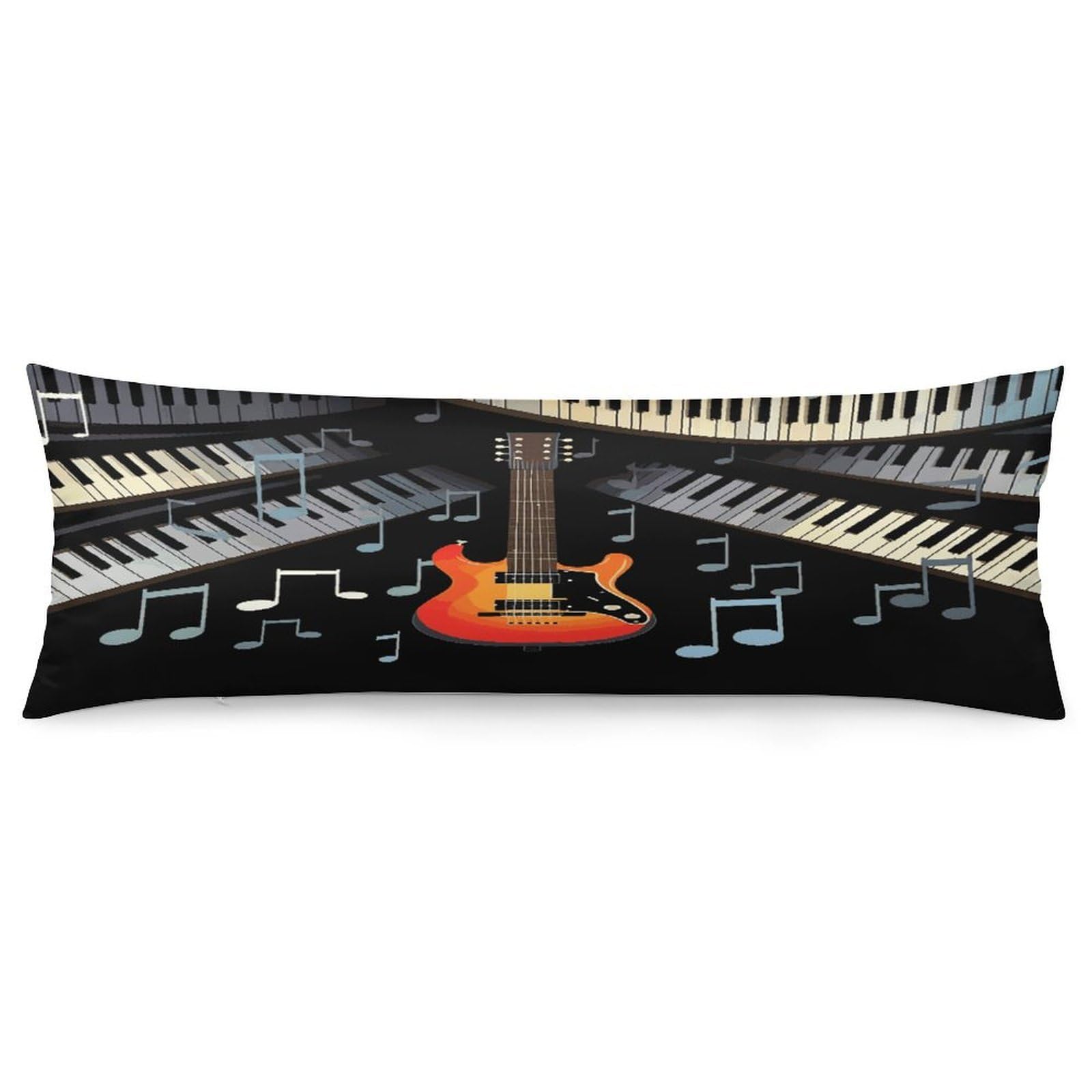Guitar Piano Pattern Pillow Case Soft Breathable Long Pillowcover Pillow Protector Suitable for Sofas Car Chairs and Any Room