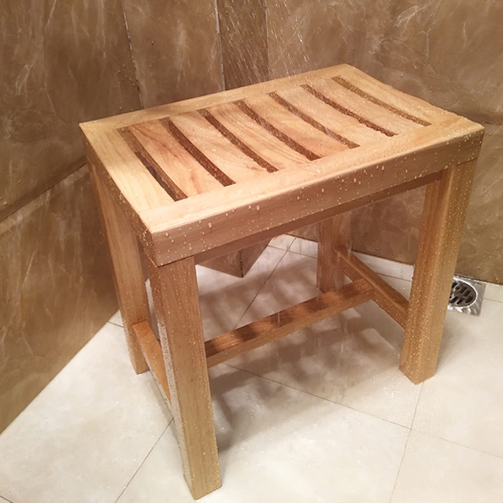Chaise de bain antidérapante en bois ergonomique et sécurisée pour seniors