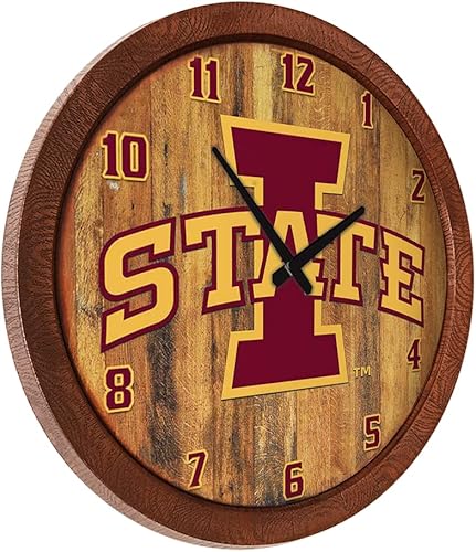 Miniatura 148 de The Fan-Brand NCAA Oklahoma Sooners: Faux Barrel Top Wall Clock Sports Team Bar Sign Décor - Home Man Cave, Party Decoration - Made On Demand