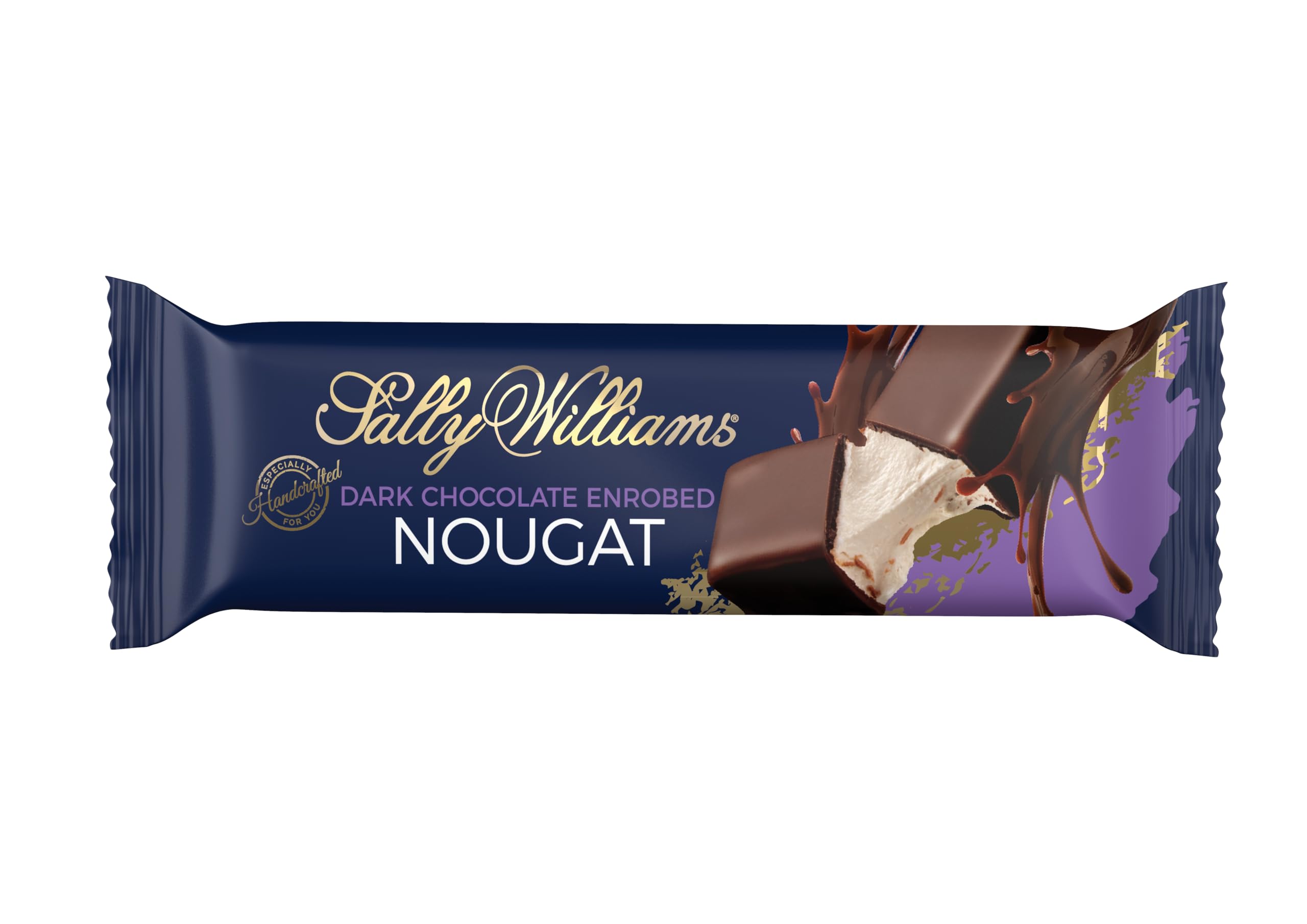 Sally Williams Luxury Belgian Dark Chocolate Covered Soft Nougat Bar, 50 g (Pack of 1)