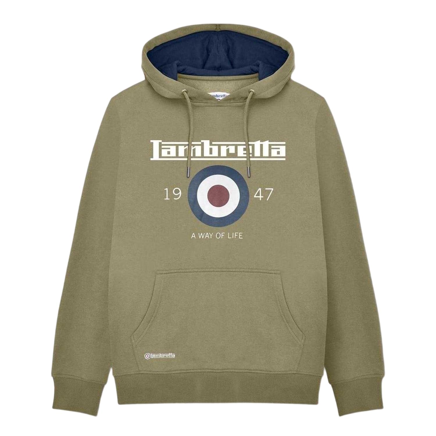 Lambretta Mens Target Pullover Hooded Sweatshirt Hoodie - Khaki - 2XL