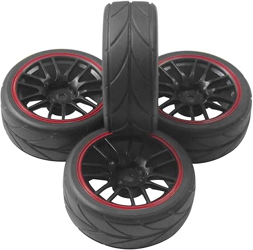 Miniatura 3 de ShareGoo - Llantas hexagonales de 0.472 in y neumáticos de goma de diámetro exterior de 2.59 pulgadas para auto de turismo RC 1/10 en carretera