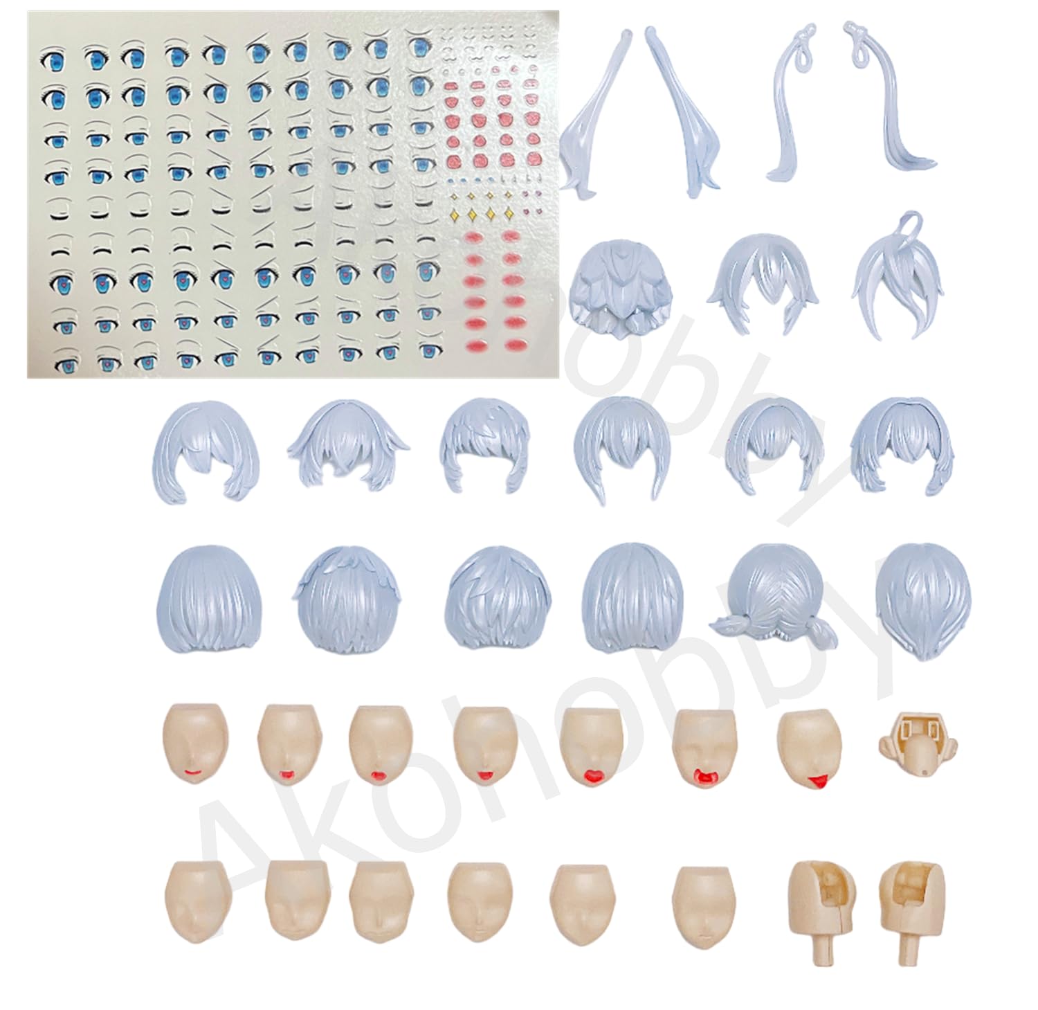 Amazon | [プラスチック素材 ヘア 髪 顔 表情 フェイス 白] 改造パーツ