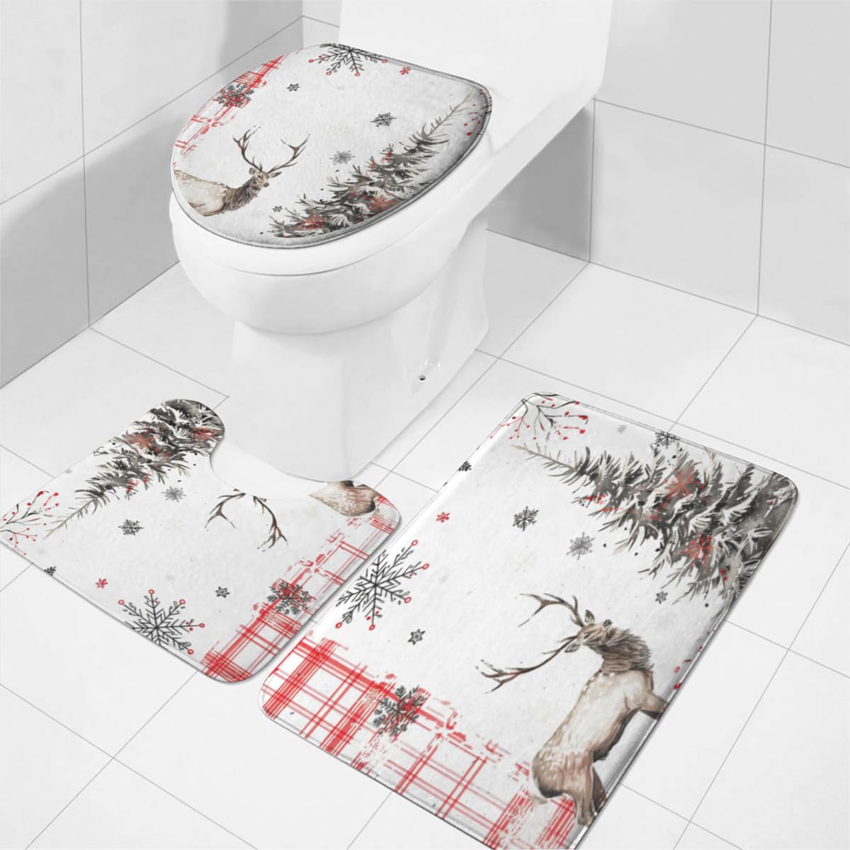 Ensemble de tapis de bain pour salle de bain moderne et contour de WC assorti