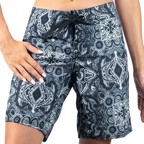 Kanu Surf Women's Marina UPF 50+ Active Swim Board Short (Reg & Plus Sizes), Bisma Black, 3X