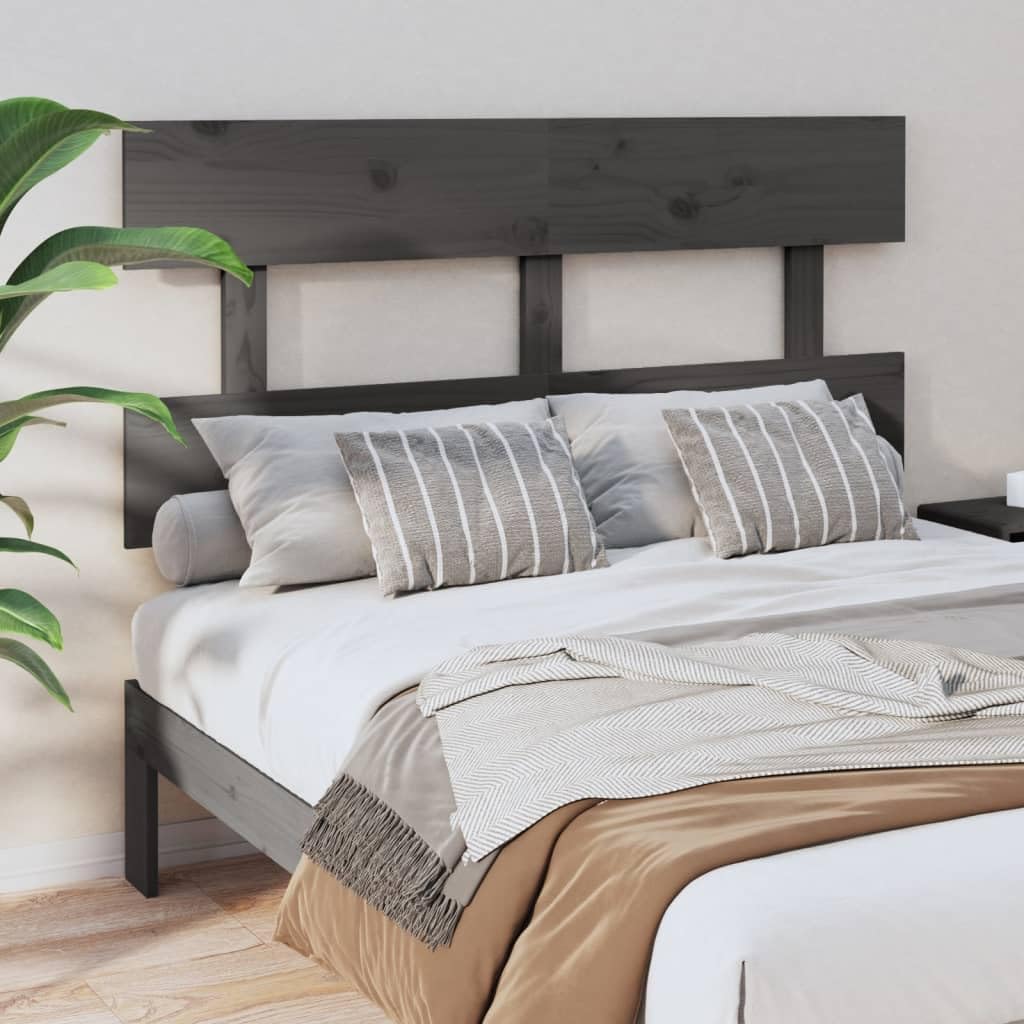 Grey Headboard Solid Pine 124x81 cm Rustic Wall-Mounted Bed Headboards Panels for Double & King Size Beds, Easy Assembly for Bedroom