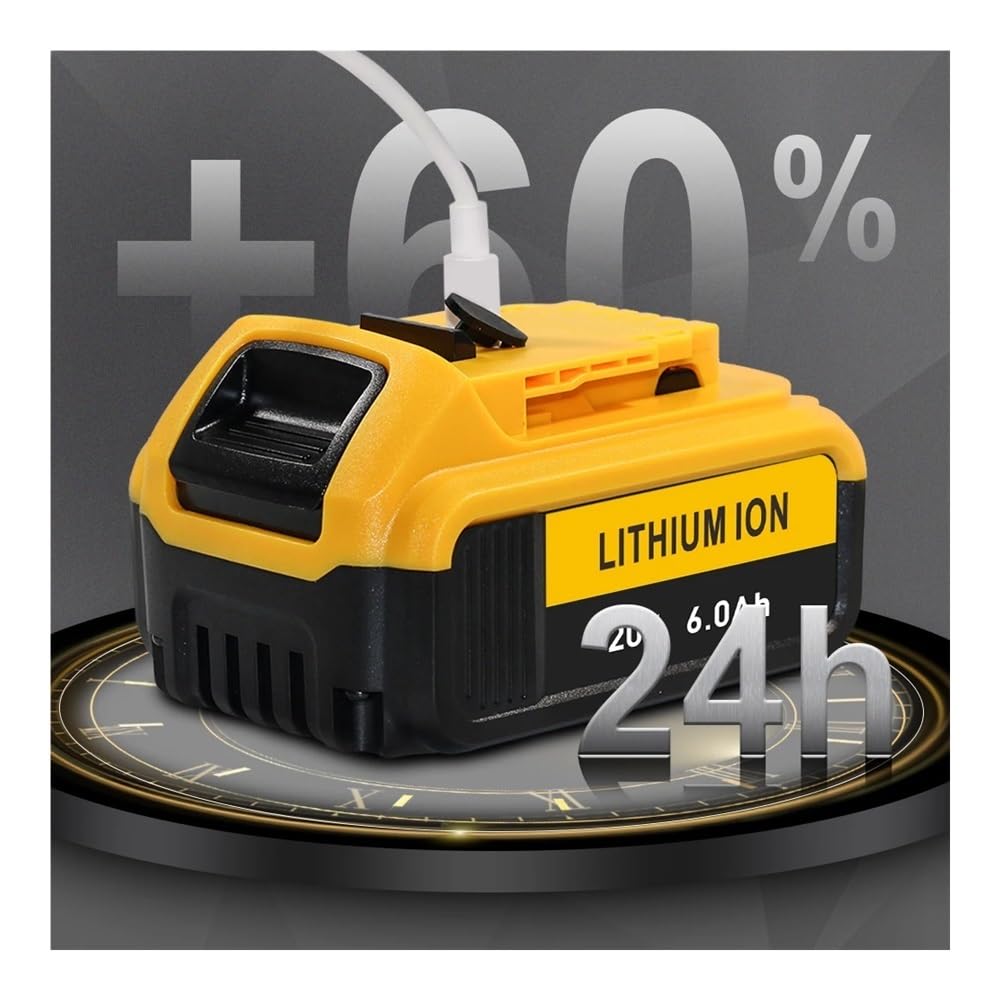 Batteria al litio for elettroutensili compatibile for DeWalT 20V 3.0Ah 4.0Ah 5.0Ah 6000mAh compatibile for DeWalT DCB200 DCB202 DCB203 DCB204 DCB205 DCB206(20V5Ah-2piece)