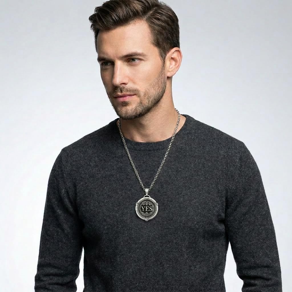 StIOQCZQOI ainless Steel YES NO Decision Maker Pendant Necklace for Men and Women - with Interactive Spinning Coin, Graduation or Birthday Gift
