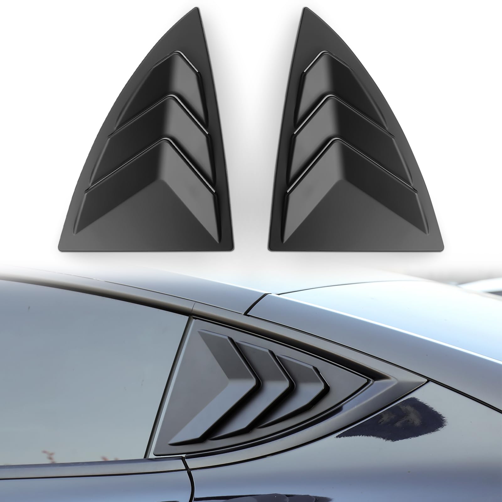 2PC Rear Window Louvers For Kia Forte 2019-2024 - ABS Black Air Vent Scoop Shades