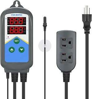 Inkbird Temperature Controller ITC-306T WiFi with Aquarium Probe Heat Lamp Thermostat Reptile Temperature Controlled Outlet for Heat Mat Fermentation,1200W,10A
