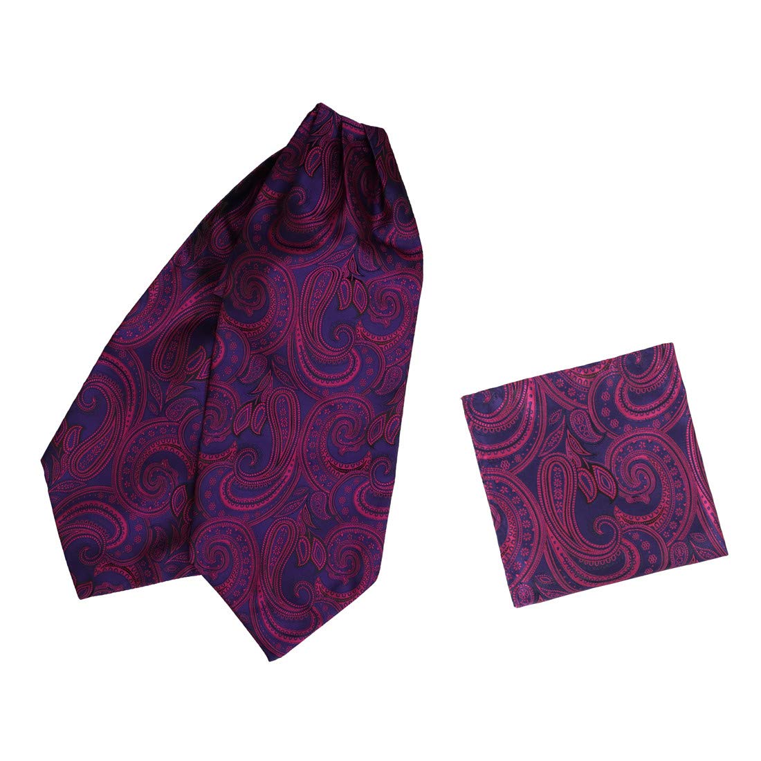 EpointMen's Fashion Classic Paisley Cravat Silk Ascot Tie Hanky Set, With Box Set