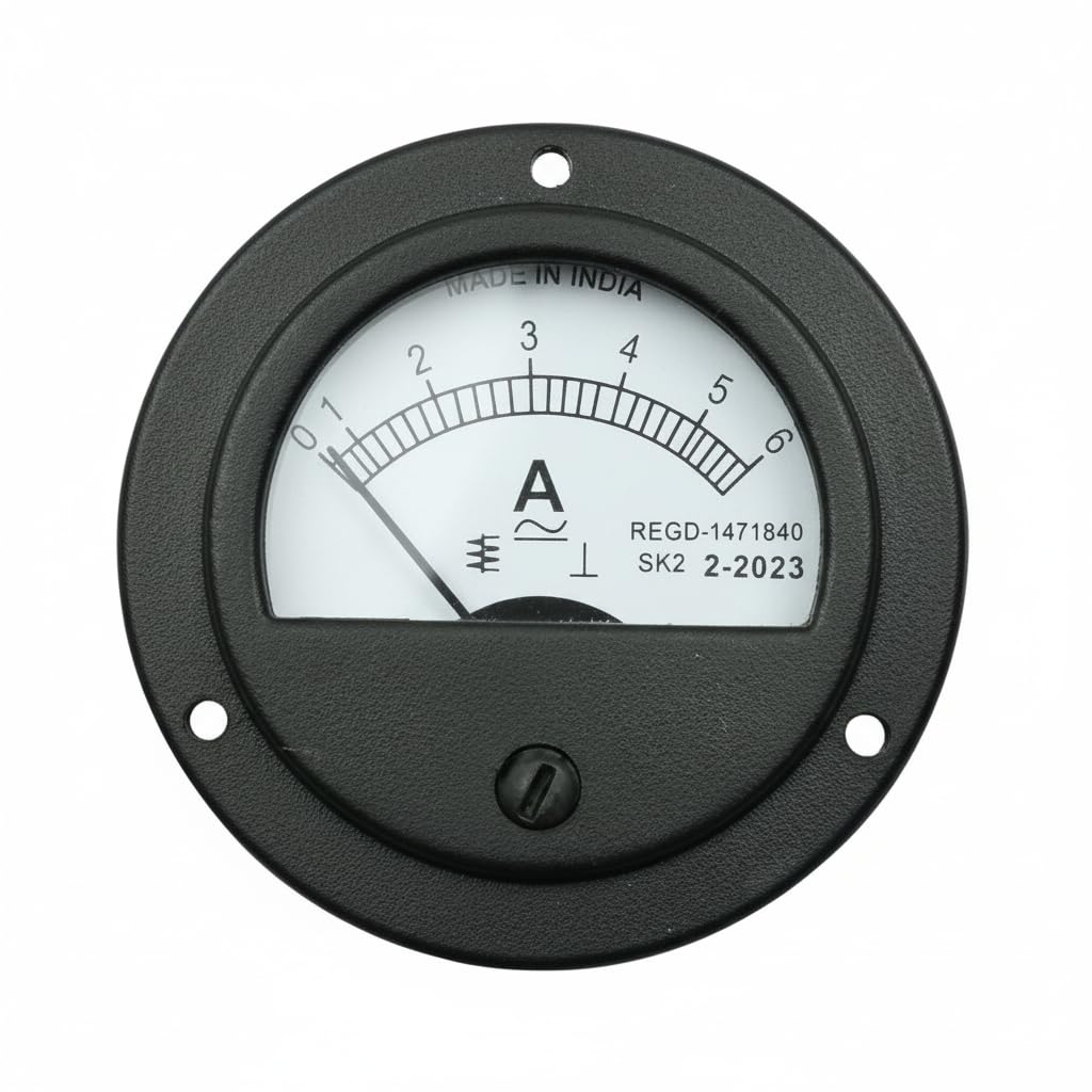 Analog Panel Ammeter, Round Black Metal, 0-6A DC Current Meter, 79x40mm, Industrial Grade Measuring Instrument-picture-24