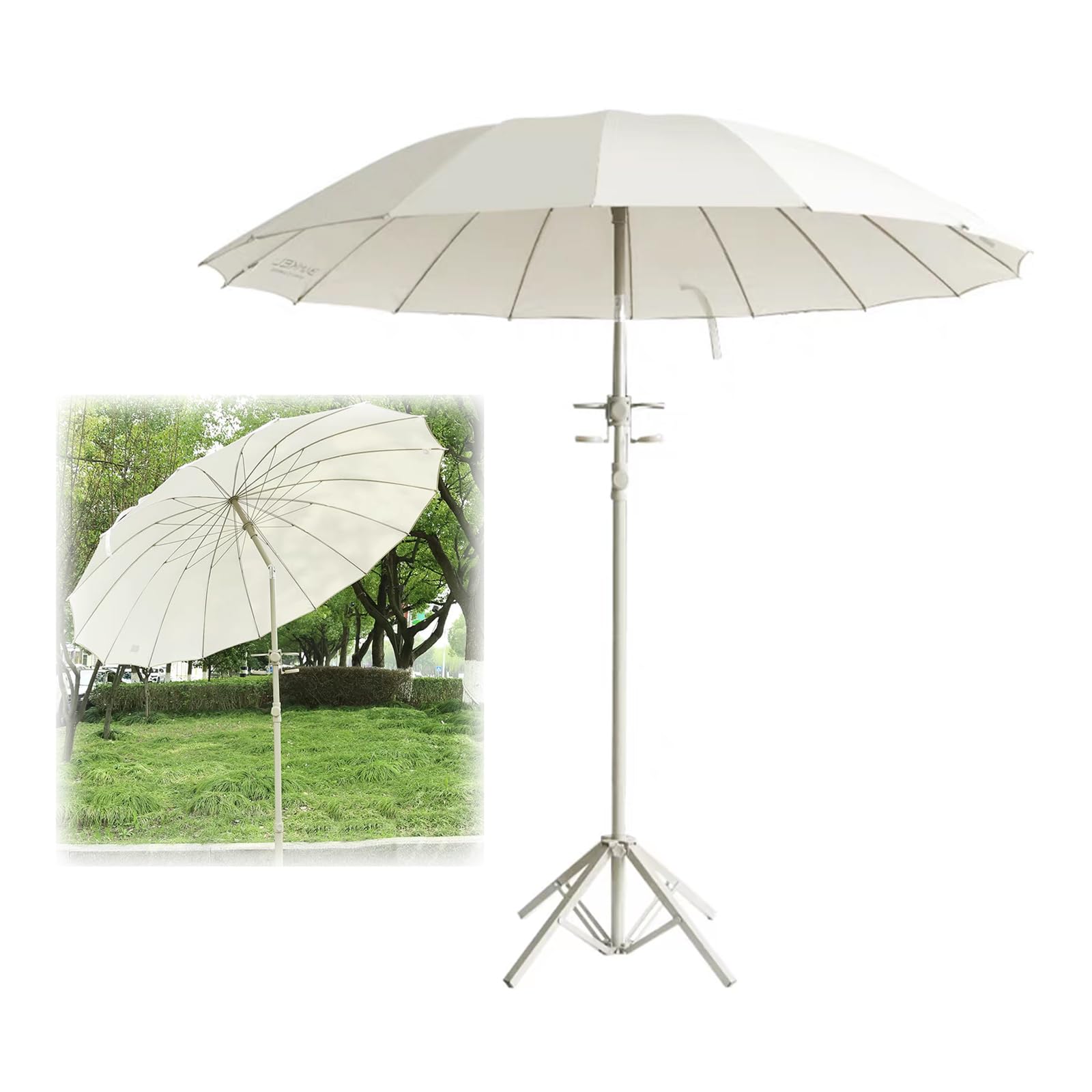 Parasol ogrodowy na stół ogrodowy z 16 żebrami/regulacją nachylenia i systemem podnoszenia korby, parasol plażowy z podstawą w zestawie, na rynek, basen, ogród, podwórko, taras