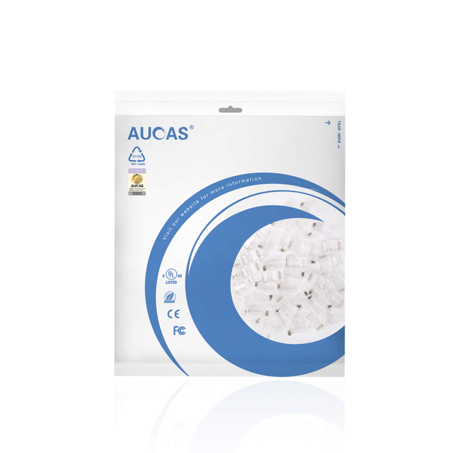 Paquete de 50 conectores RJ45 CAT7 chapados en oro chapado en oro 8P8C, conector modular de enchufe de red (cable de diámetro exterior de 0.057 in) 7