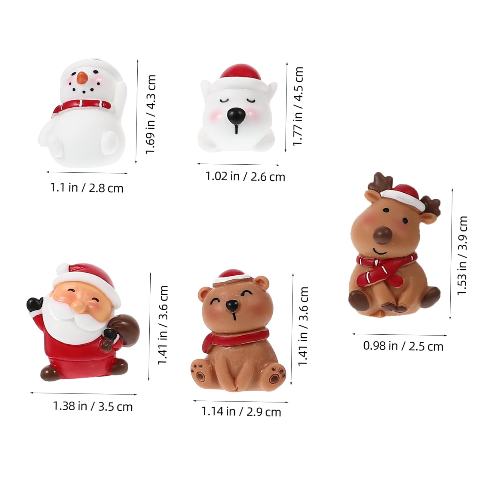 ULTECHNOVO 5 Ensembles Ornements du Père Noël Bonhomme De Neige Faire La Fête Décor De Noël Décoration Mini Aquarium Décorations De Figurines D'aquarium Résine 5 Pièces * 5
