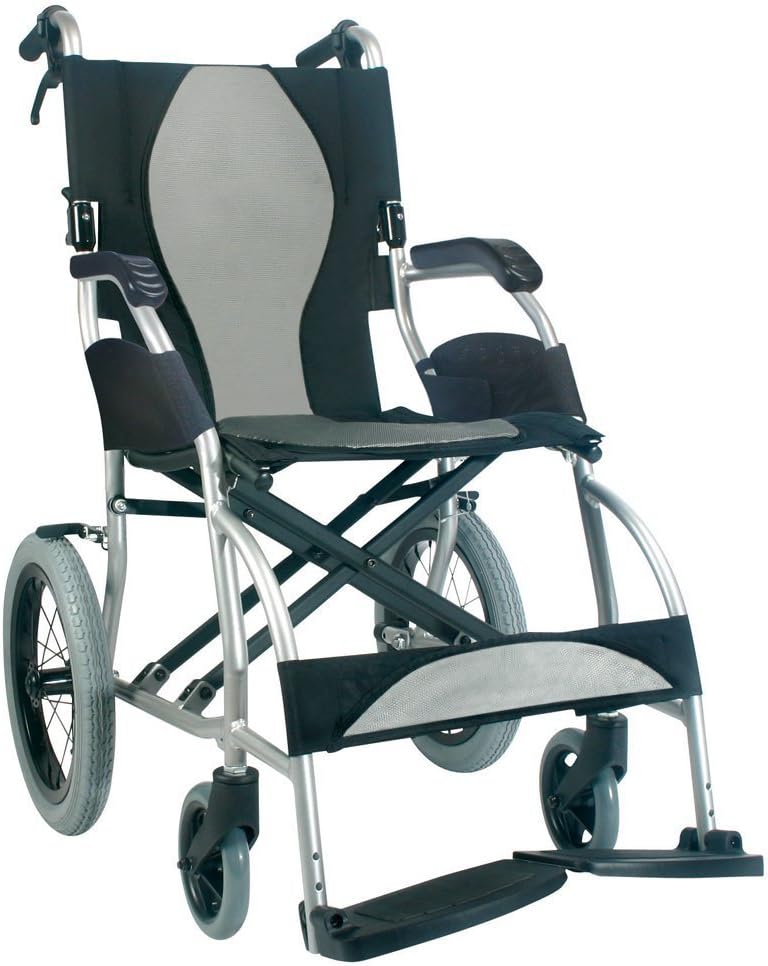 2501 Ergonomic Ultra Lightweight Transport Chair, Pearl Silver, 18" Seat Width