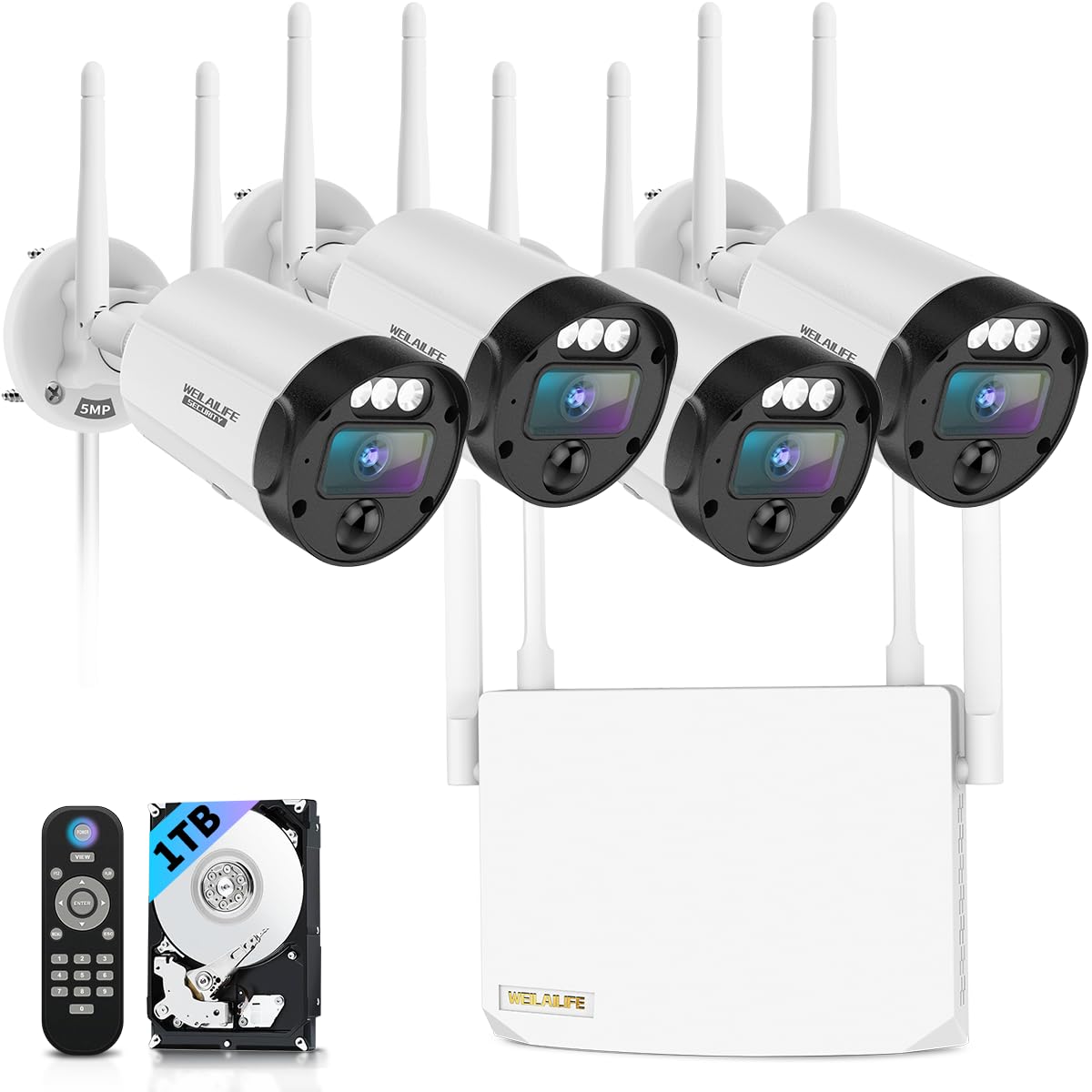 WEILAILIFE双方向通話・ダブルアンテナ信号強化130° 超広角防犯カメラ 双方向通話・ダブルアンテナ信号強化・130° 超広角】防犯カメラ