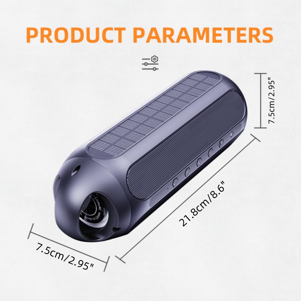 CYBORIS Głośnik Bluetooth ze światłami RGB, przenośny solarny głośnik magnetyczny, bezprzewodowy Bluetooth 5.3, głośny dźwięk stereo 30 W, głęboki bas, wodoodporność IPX7, czas odtwarzania 30 h, do