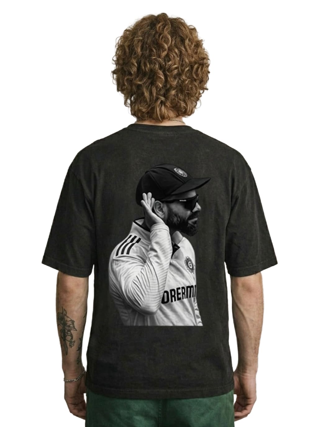 THE SOUTH Men's Black Drop Shoulder Graphic T-Shirt