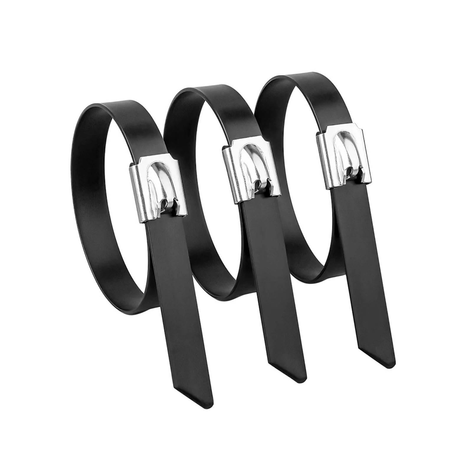 Stainless Steel Cable Ties 7.9mm Cable Ties Stainless Steel Metal Black Coated Locking Zip-Exhaust Multifunctional(7.9x300mm,20 pcs)