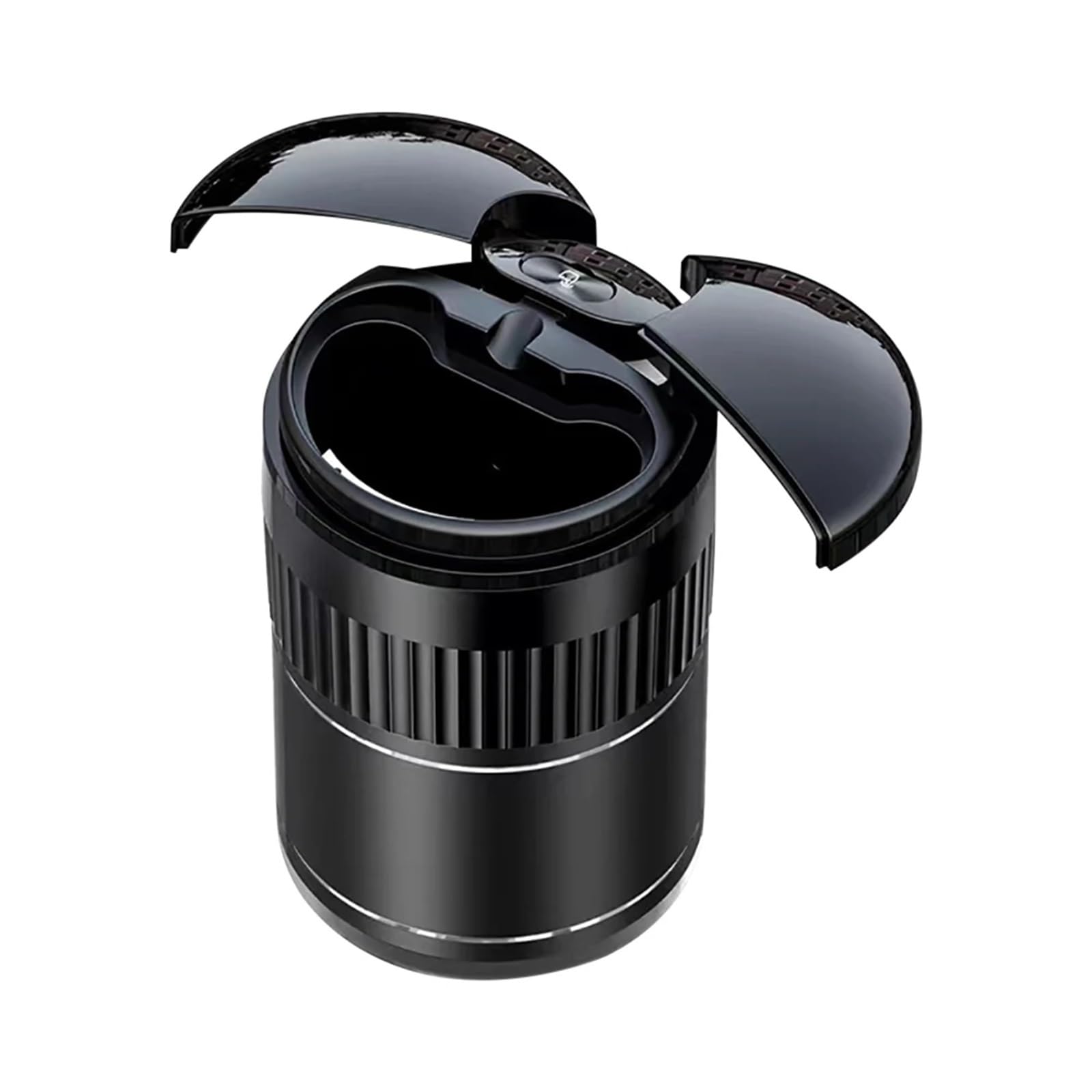 Cendrier de voiture avec couvercle, portable, interrupteur infrarouge sans fumée en aluminium amovible (noir)