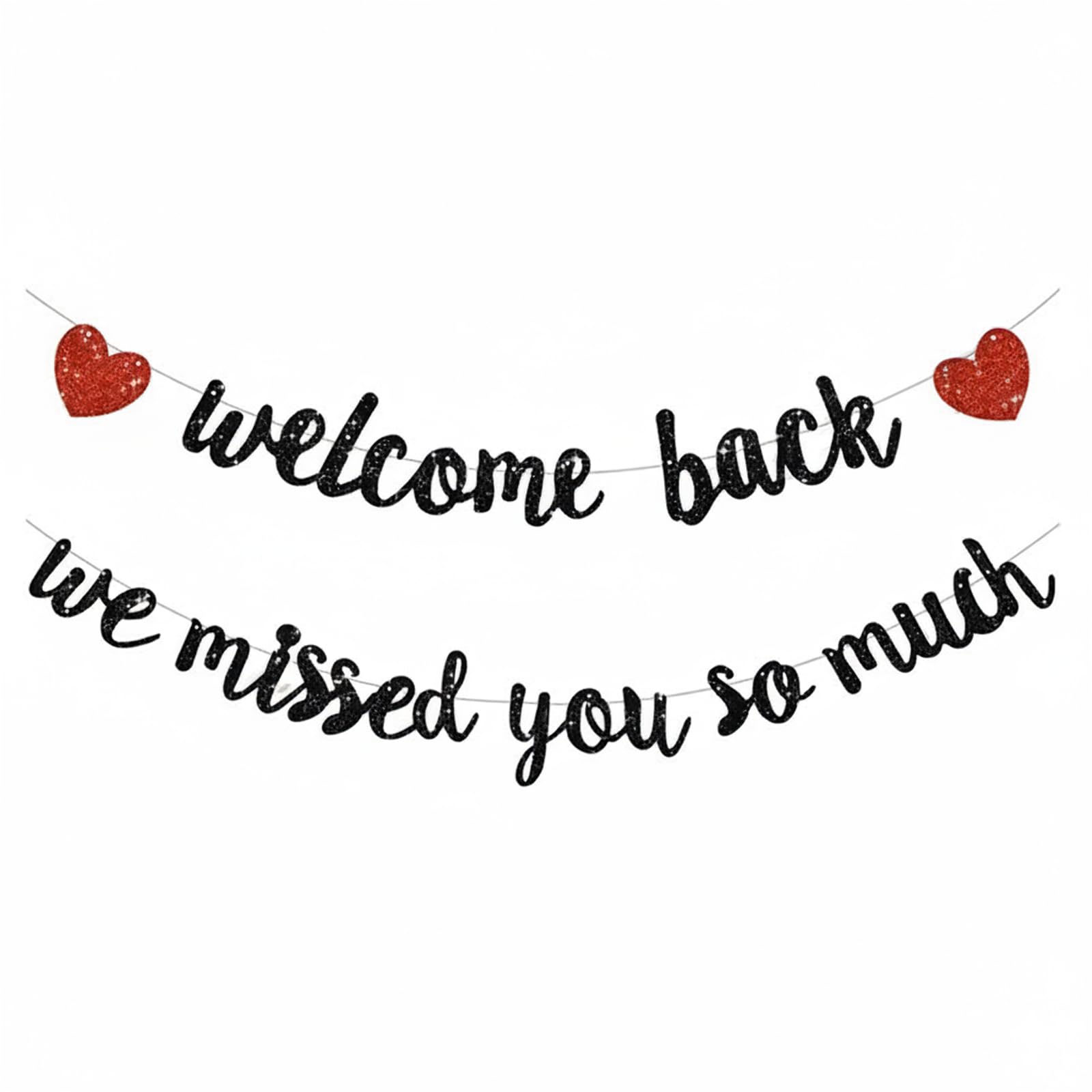 2 pcs Retirement Banner for Men Women Welcome Back We Missed You So Much for Home, Office, Classroom, Party Decor, Photo Backdrop for Family Reunion, Students, Coworkers, Teachers, Event Photo Props
