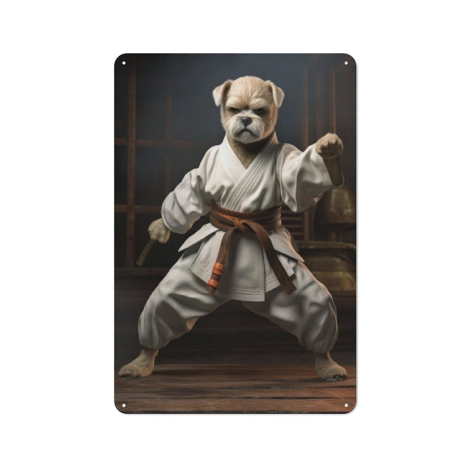 Junmoney Karate Dog Vintage-Inspired Tin Sign 30X20cm For Garage Or Workshop, For Garage, Workshop And Man Cave Decoration