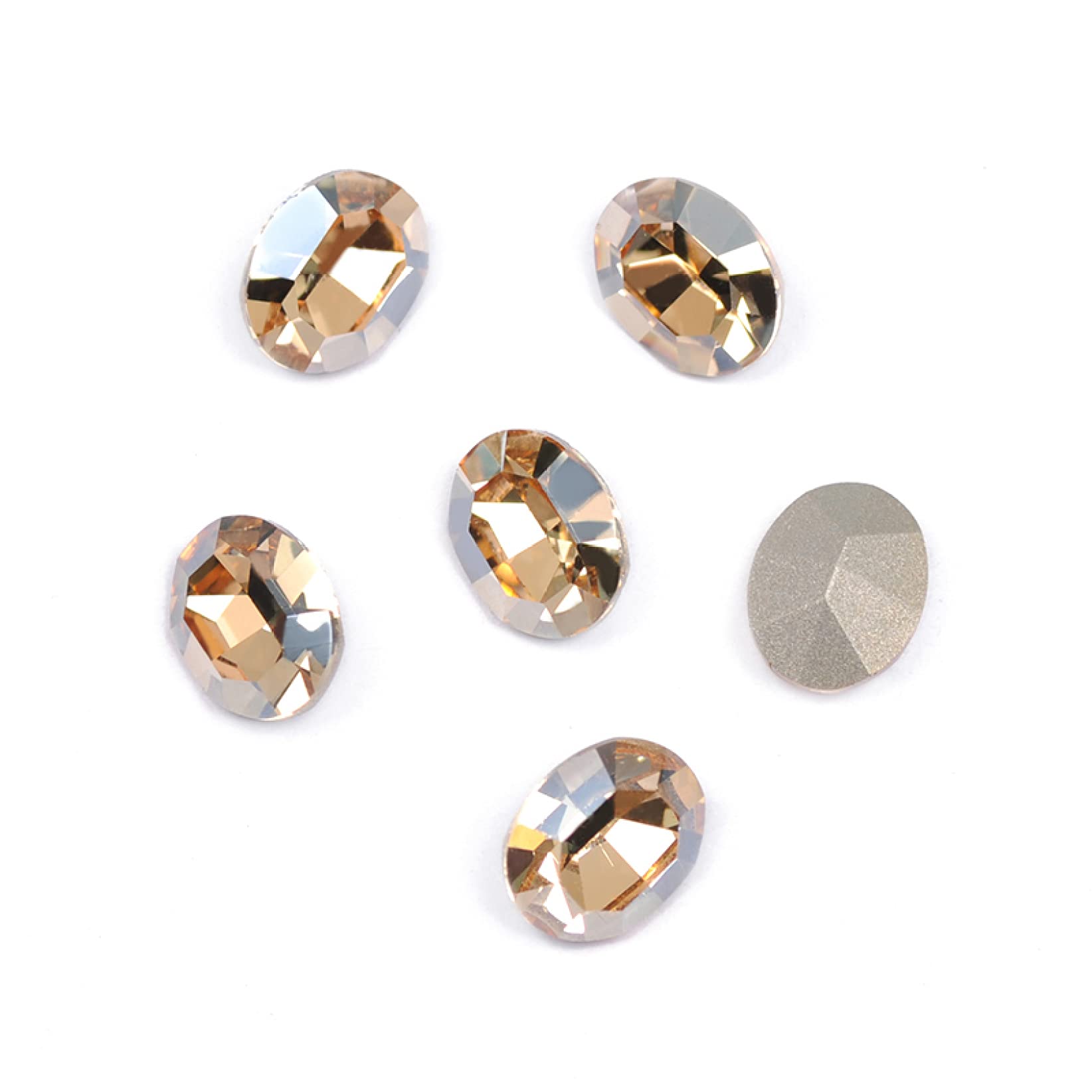 Strass K9 à dos pointu Golden Shadow avec cadre ovale à griffe pour couture