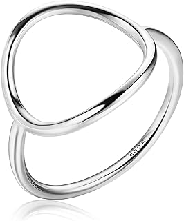 925 Sterling Silver Ring for Women 18K White Gold Plated Open Circle Kar...
