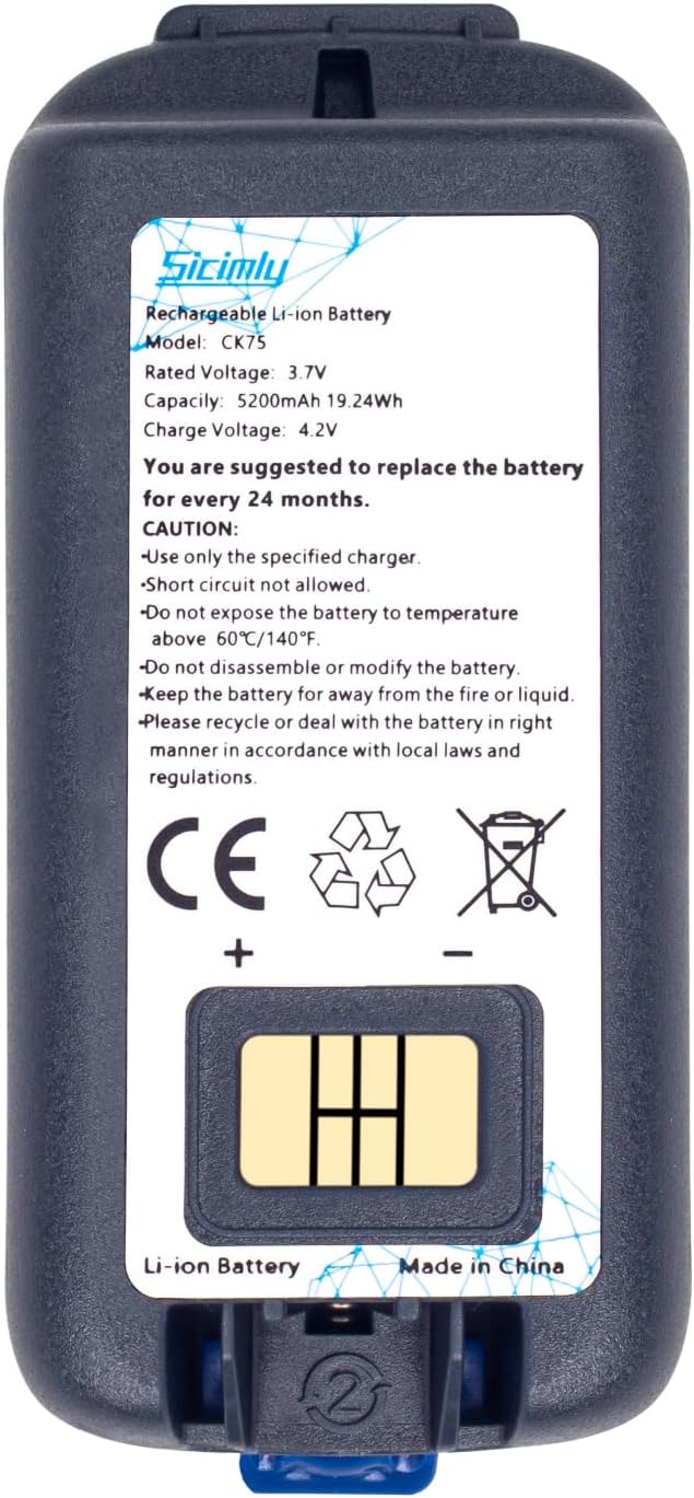 5200mah CK75 Battery Replacement,for Intermec for Honey,Well CK75 CK70 CK71 CK3 CK65 CK3R CK3X CK3XR CK65-BTSC CK3R CK3N CK3B,318-034-034 1001AB01 318-063-002 318-046-001,Scanner.
