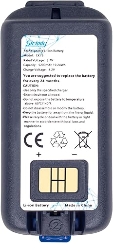 Miniatura 7 de Reemplazo de batería de 5200 mAh para Intermec CK75 CK70 CK71 CK3 CK65 CK3R CK3X CK3XR CK65-BTSC CK3R CK3N CK3B, 318-034-034 1001AB01 318-063-002