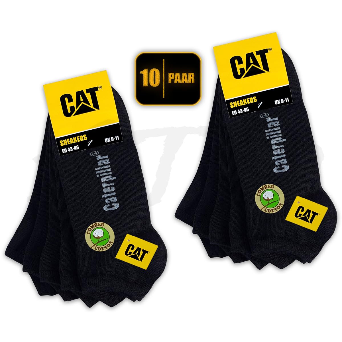 CAT 10 paia di calzini CATERPILLAR SNEAKERS SNEAKER – Sneaker da lavoro, traspiranti, alla caviglia, EU 39-42, 43-46, 47-50
