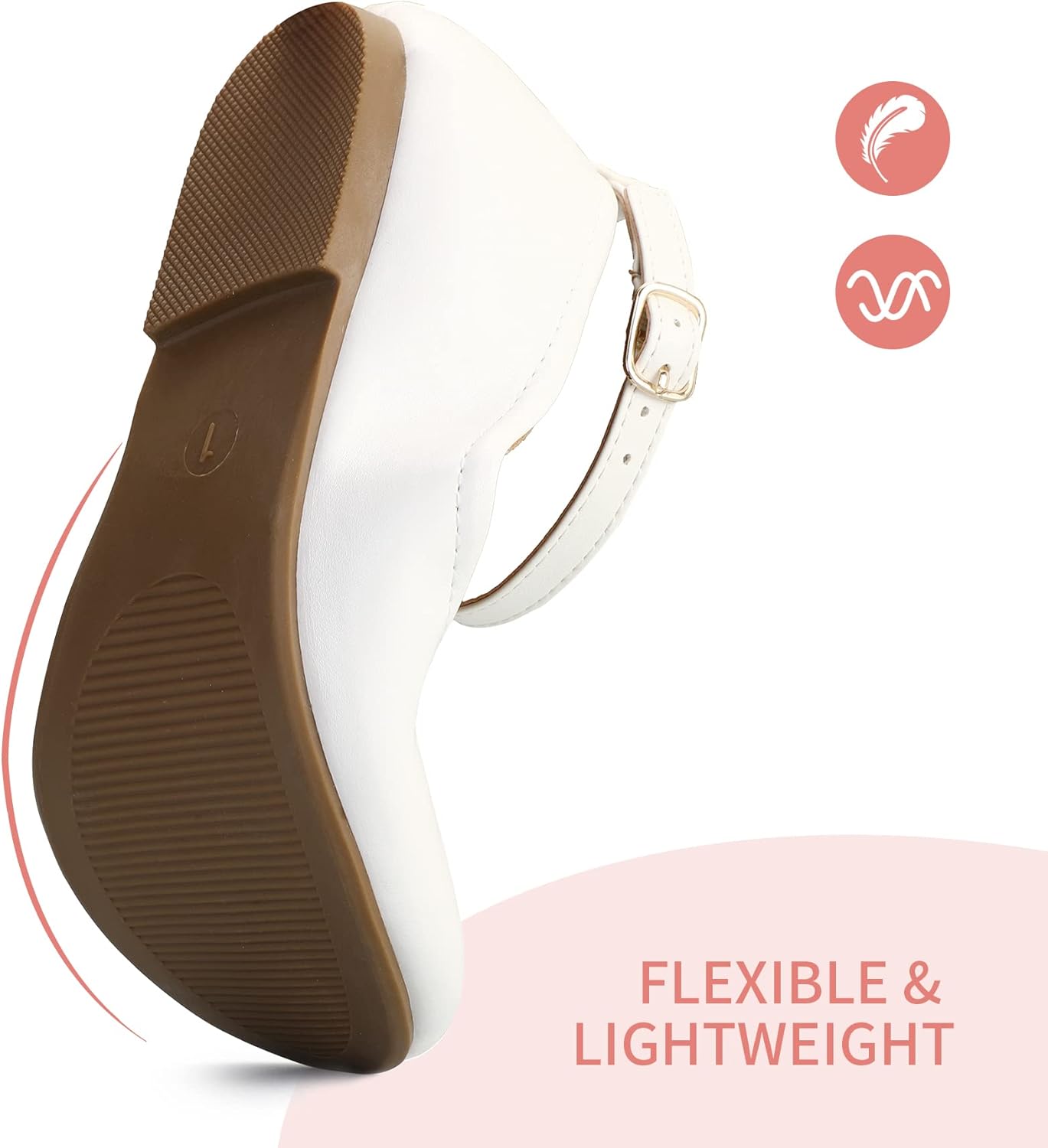 K KomForme Girl's Ballerina Flat Ankle Strap Dress Ballet Flat Shoes（Toddler/Little Kid/Big Kid） - Image 5