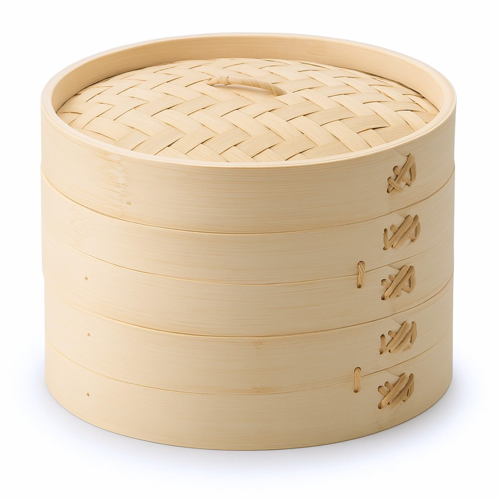 Heist Bamboo Steamer 9.4 inches (24 cm) 2-Tier Ciro Steamer Includes Exclusive C