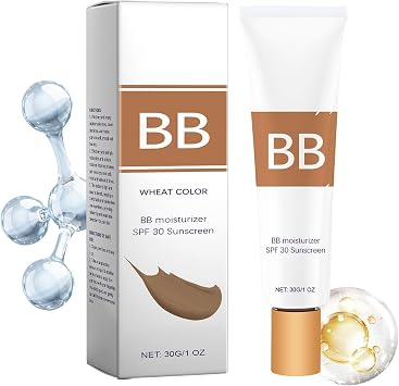 BB Blur Tinted Moisturizer SPF 30, BB Cream Tinted Moisturiser for Mature Skin, Smooth & Hydrate Foundation, Hydrates & Smooths Skin, Natural MakeupWheat Color