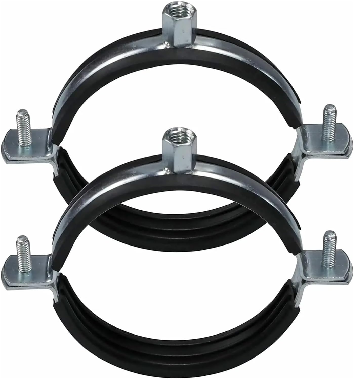 pipe clamp, 2PCS 20-160mm Pipe Bracket Clamp With Rubber Support Hanger Split Ring Fixed Plumbing Water Wall Ceiling Mount Clip,hose connection(2pcs 90mm)