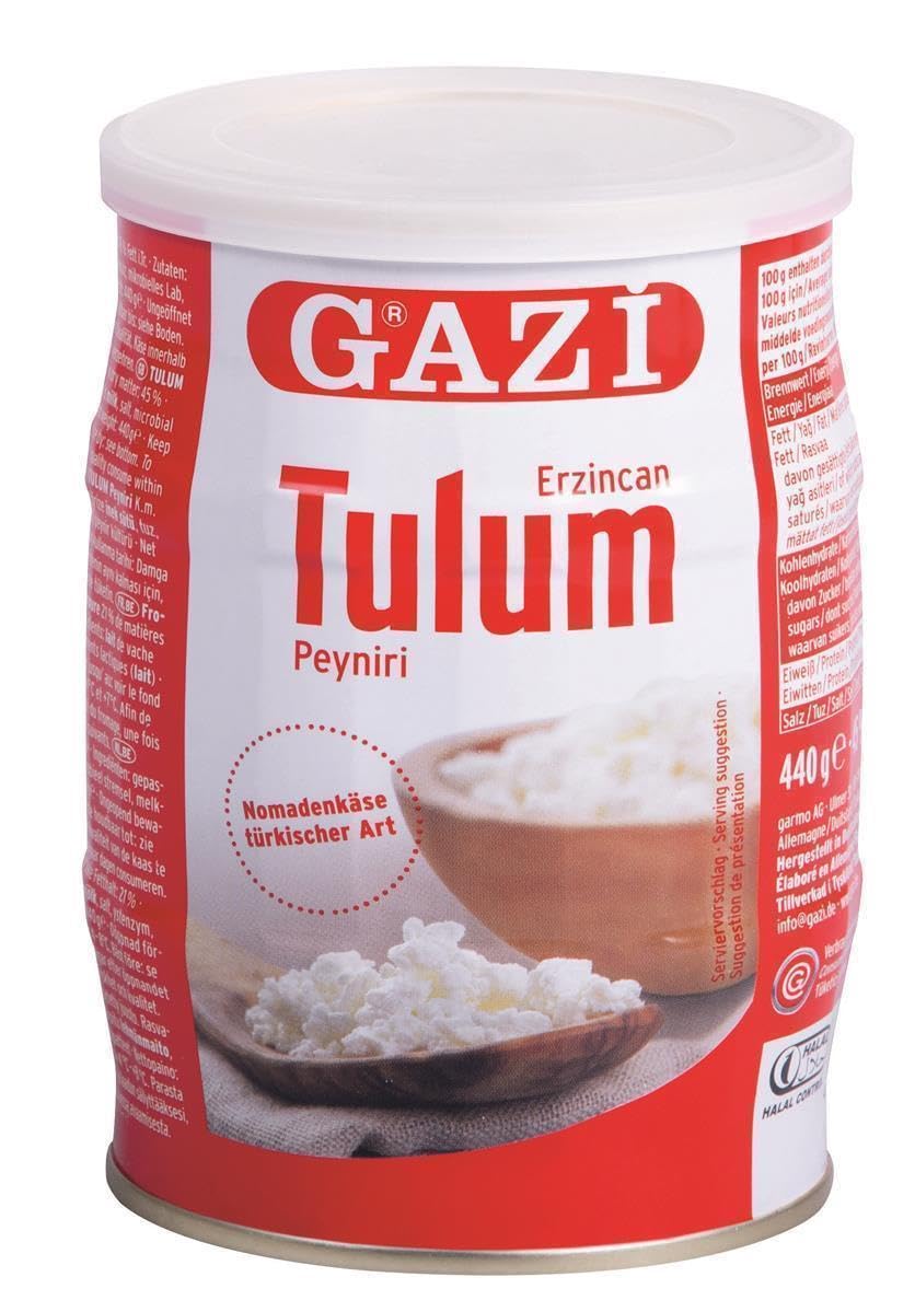 Gazi Tulum Nomadenkäse - 8x 440g Fass - Kuh-Käse türkischer Art Erzican Peyniri mit 45% Fett i.Tr., hergestellt und konserviert mit Salz, traditionelle Herstellung, zum Überbacken und Streuen