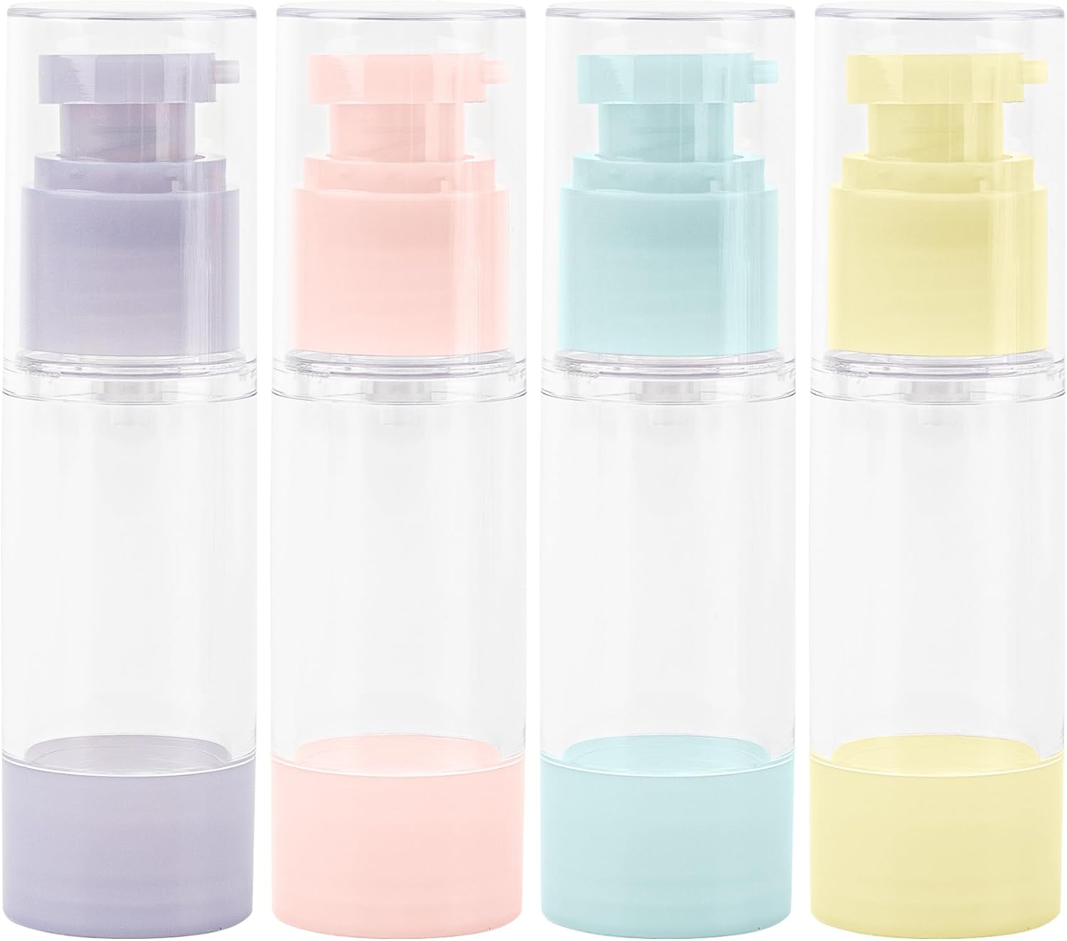 Framendino, 4 Pack Airless Pump Bottles Set 1oz 30ml Refillable Lotion Dispenser Travel Size Foundation Containers for Shampoo Liquid