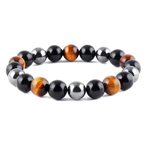 triple protection bracelet tigers eye,hematite, obsidianA handmade beaded crystal healing bracelet that can bring luck, happiness and protection.