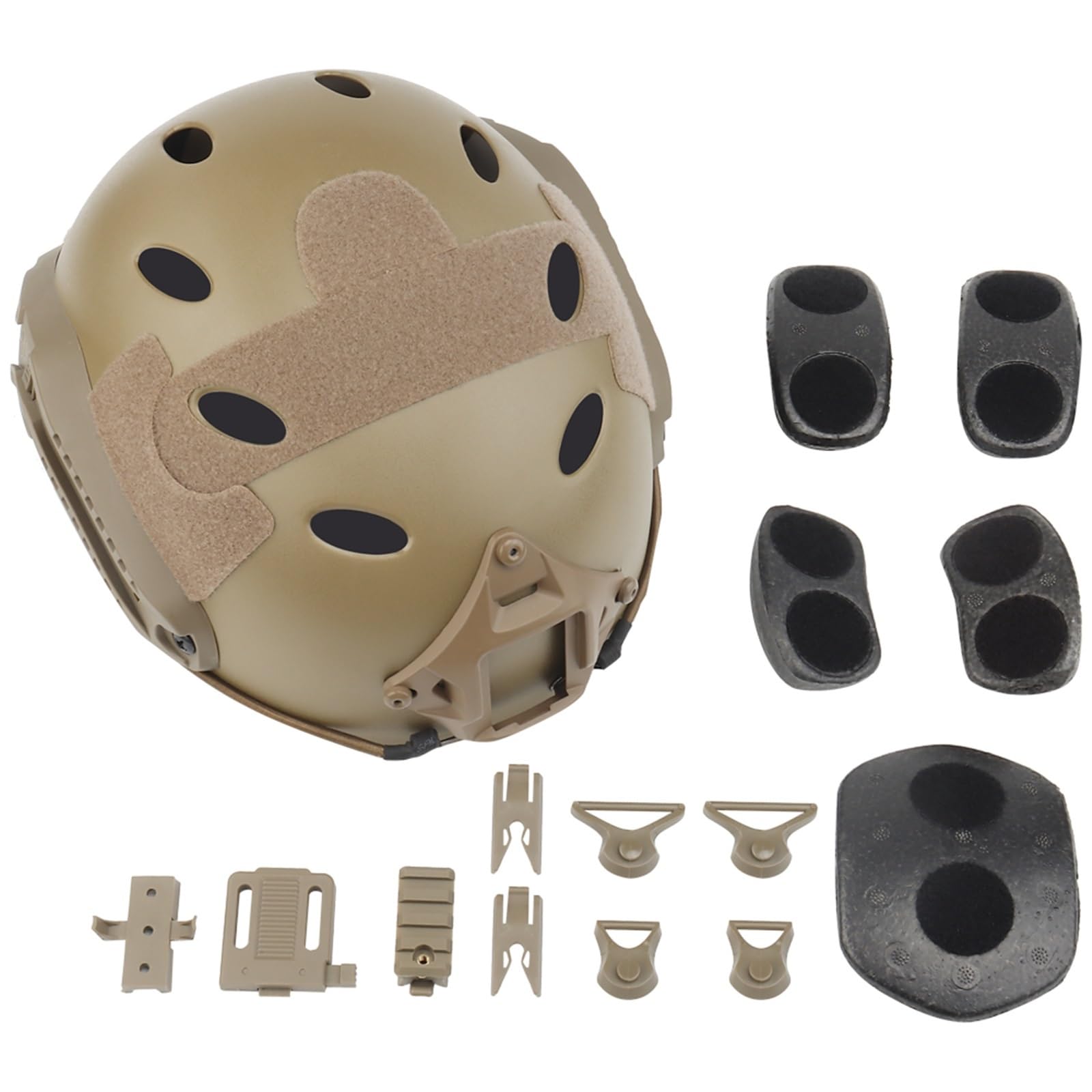 Juego De Casco Táctico Airsoft con Orejeras, Gafas, Luz De Señal, Funda For Casco Y Bolsa De Almacenamiento De Batería De Contrapeso For Juegos De Cosplay Al Aire Libre