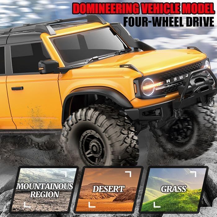 Image of RC Off-Road Truck, RC Car, Remote Control Car, Full Proportional RC Rock Crawler Car 4x4 1 /16 2.4GHz 4WD RC Truck, 15km /h Light Hobby Grade for Kids, Multicolor...