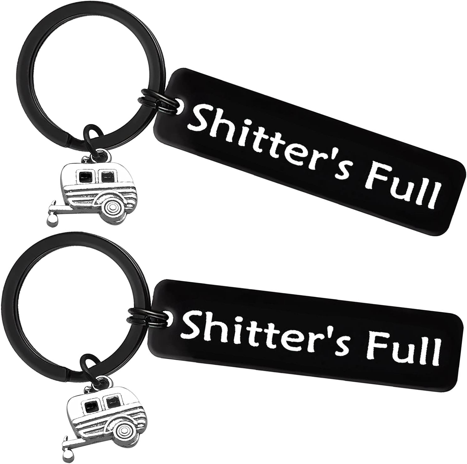 Xiahuyu 2pcs Camper Keychain Happy Camper RV Keychain Camping Gifts for Men Women Camper Trailer