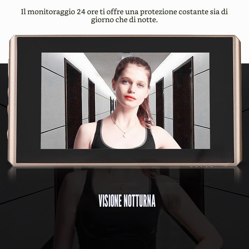 VBESTLIFE Telecamera spioncino, 4300E Digital Door Viewer e Campanello 1 Milioni di Pixel 4.3in LCD Screen Night Vision Campanello