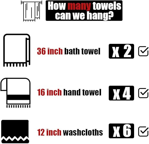 Miniatura 9 de JQK Barra Doble para Toallas de Baño, Oro Cepillo de 39 Pulgadas, Soporte de Toalla de Acero Inoxidable 304 Grueso de 0.8mm para Baño, Soporte de