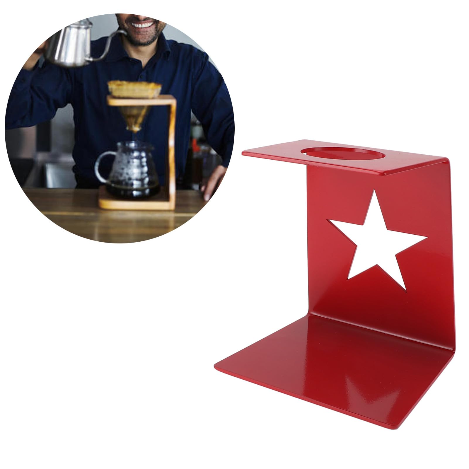 Estación de goteo para, soporte para gotero de café estable y reutilizable, soporte de filtro de material de hierro con fuerte capacidad de carga, fácil de limpiar y operar para (Roja)