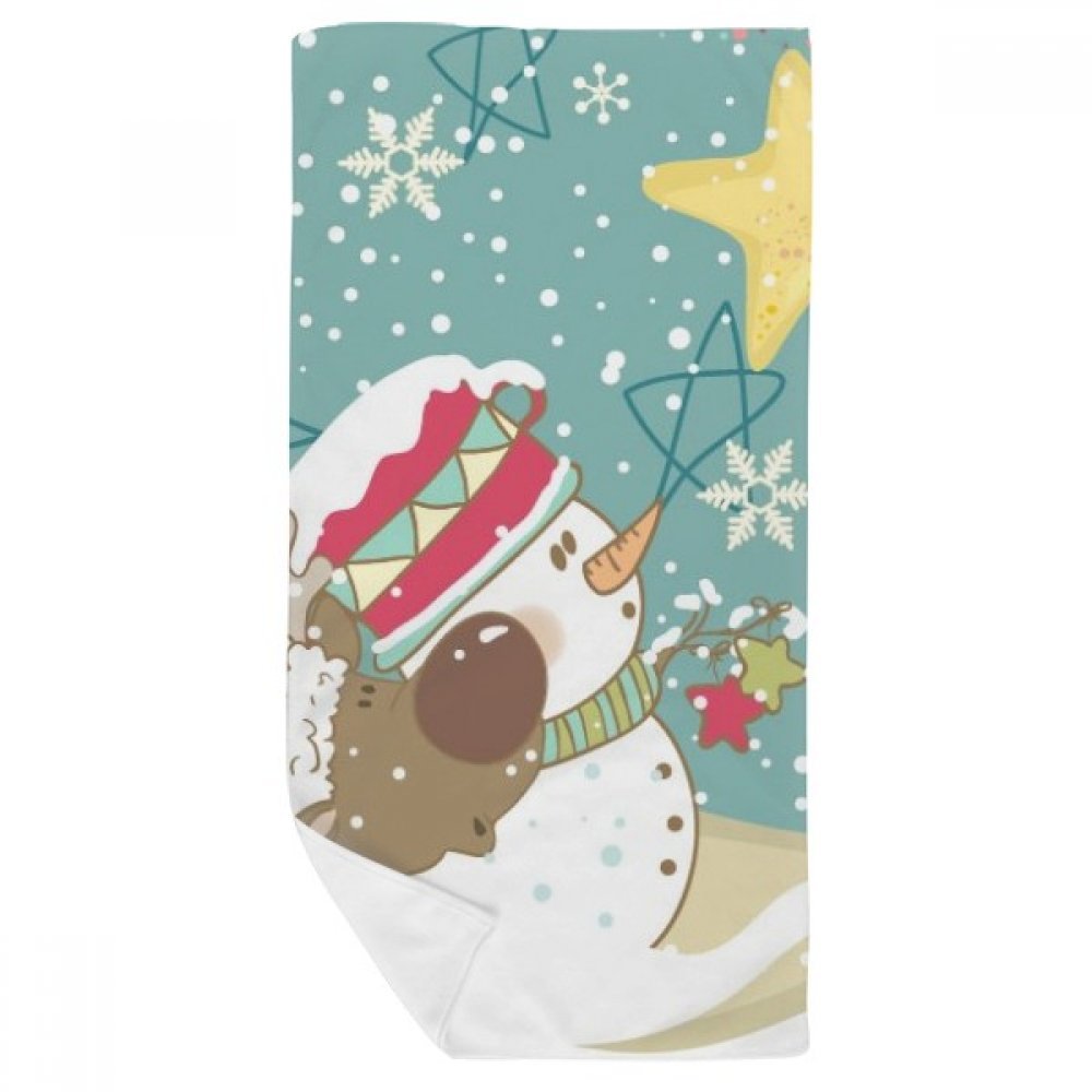 Serviette de bain bonhomme de neige et chien 35x70cm pour festival multicolore