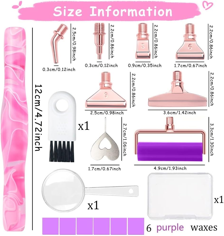 RaySoar Diamond Art Pens Diamond Art Tools Painting Pen with Screw Metal Tips Multi-Placer Tool Accessories for Adults Gem Rhinestone Picker Stylus Pink