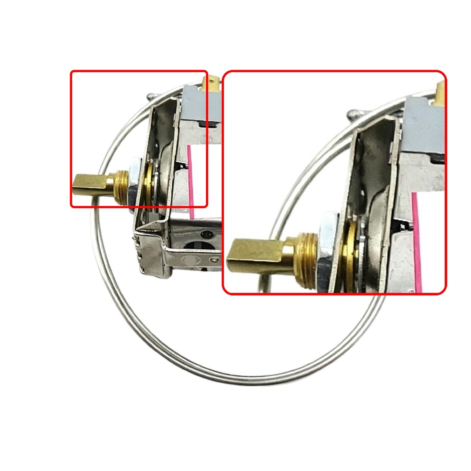 Termostato De Descongelación Del Refrigerador, Termostato WDF28K-920-028 Sonda De Control De Temperatura Zer De Dos Pines Central Calentador De Descongelación De 45 Cm for Refrigerador